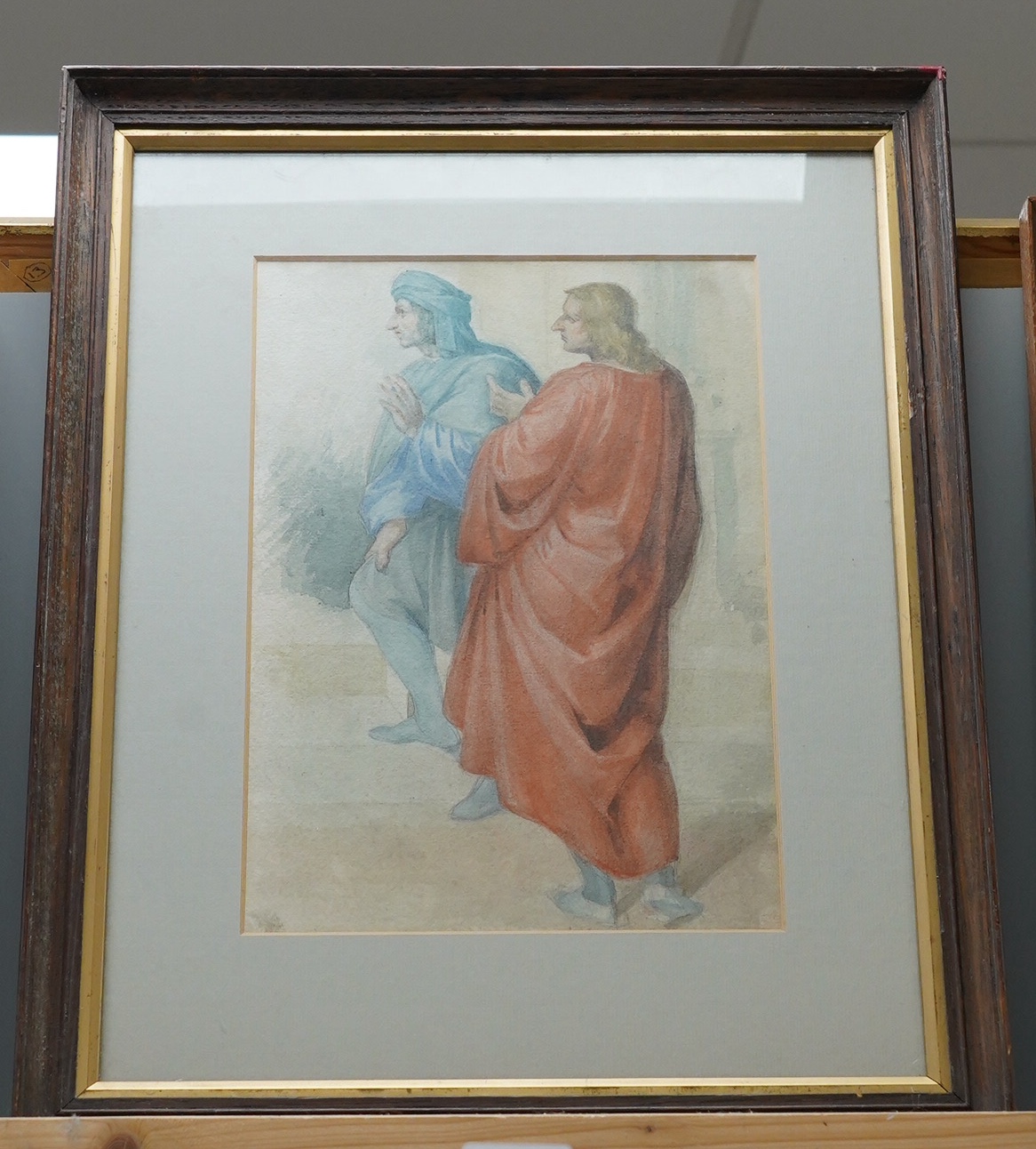 Alfred George Stevens (1817-1875), pencil and watercolour, 'Devotion of the Florentine People to the Relics of St Philip Benizi', unsigned, 28 x 19cm. Condition - fair to good